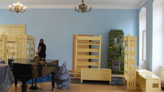 Aranżacja Sali Błękitnej w trzebiatowskim Pałacu