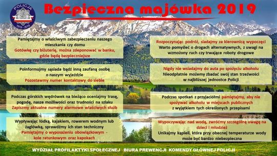 Bezpieczna majówka 2019 - wkrótce też wakacyjne wyjazdy