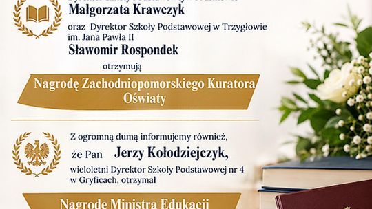 Dyrektorzy szkół z Gminy Gryfice z prestiżowymi wyróżnieniami