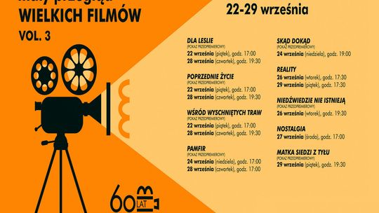 MAŁY PRZEGLĄD WIELKICH FILMÓW VOL. 3 w Kinie Zamek