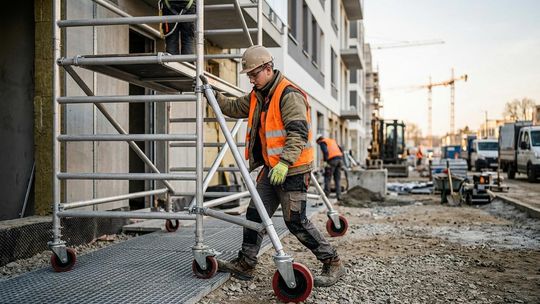 Mobilne rusztowania na budowie - przepisy, bezpieczeństwo, dobór kół