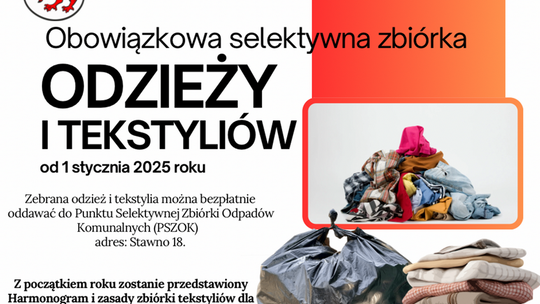 Obowiązkowa selektywna zbiórka odzieży i tekstyliów od 1 stycznia 2025 roku