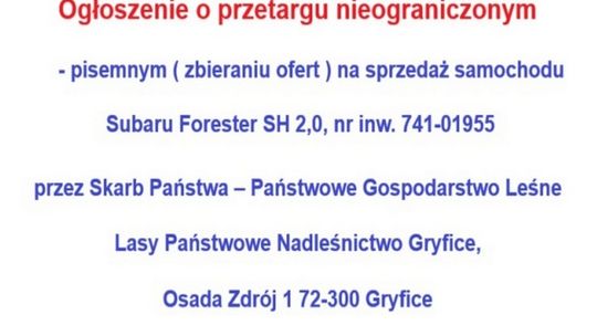 Ogłoszenie o przetargu nieograniczonym