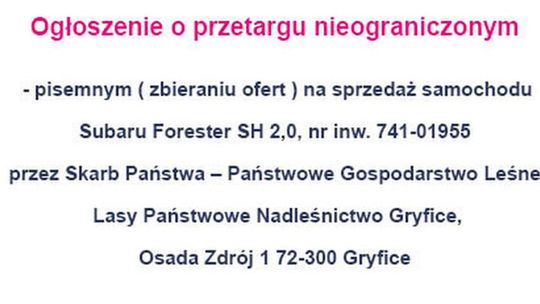 Ogłoszenie o przetargu nieograniczonym