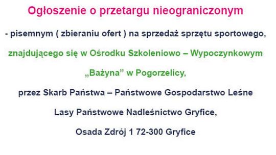 Ogłoszenie o przetargu nieograniczonym na sprzęt sportowy