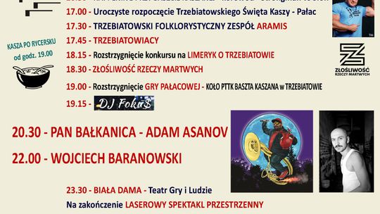 Plakat wydarzenia Trzebiatowskie Święto Kaszy 2026 z programem koncertów i atrakcji