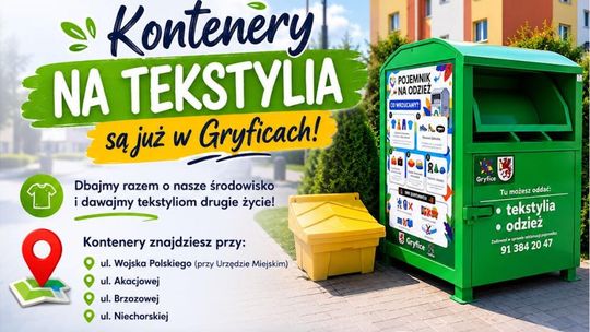 W Gryficach stanęły kontenery na tekstylia. Mieszkańcy mają cztery nowe punkty zbiórki
