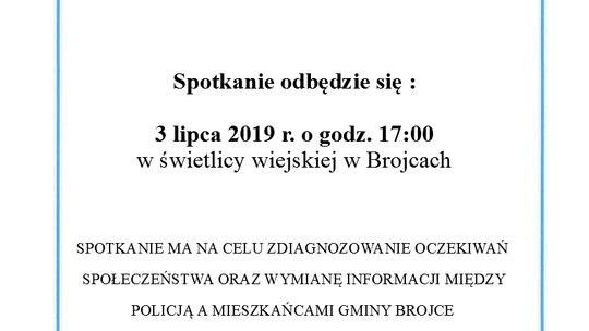 Zaproszenie na konsultacje społeczne ws. utworzenia Posterunku Policji w Brojcach