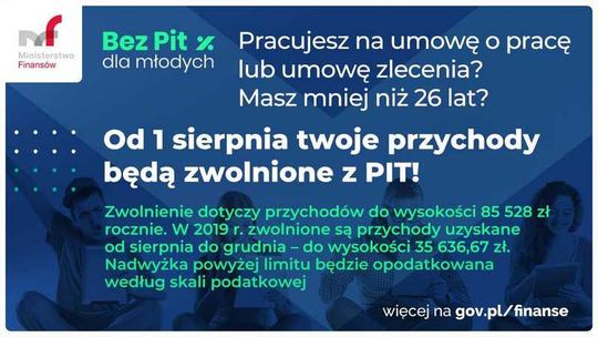 Zerowy PIT dla młodych już od sierpnia 2019 r.