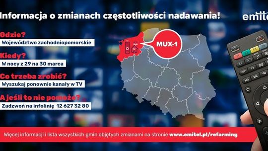 Zmiany częstotliwości nadawania telewizji naziemnej w województwie zachodniopomorskim 