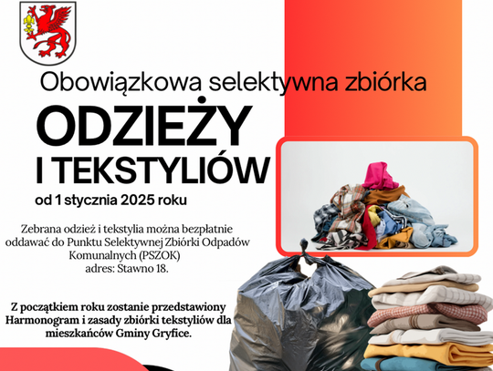 Obowiązkowa selektywna zbiórka odzieży i tekstyliów od 1 stycznia 2025 roku