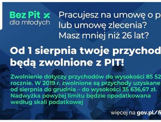 Zerowy PIT dla młodych już od sierpnia 2019 r.