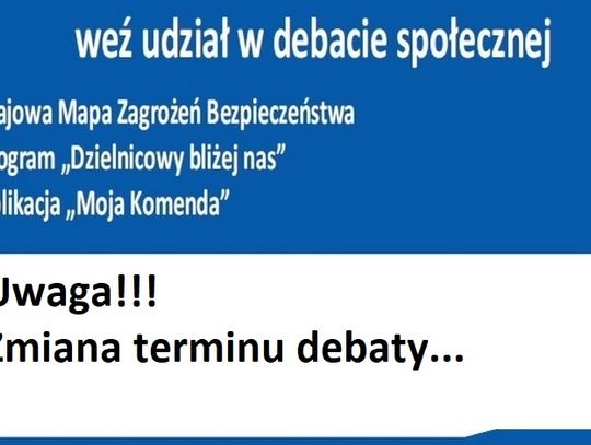 Zmiana terminu jutrzejszej debaty społecznej