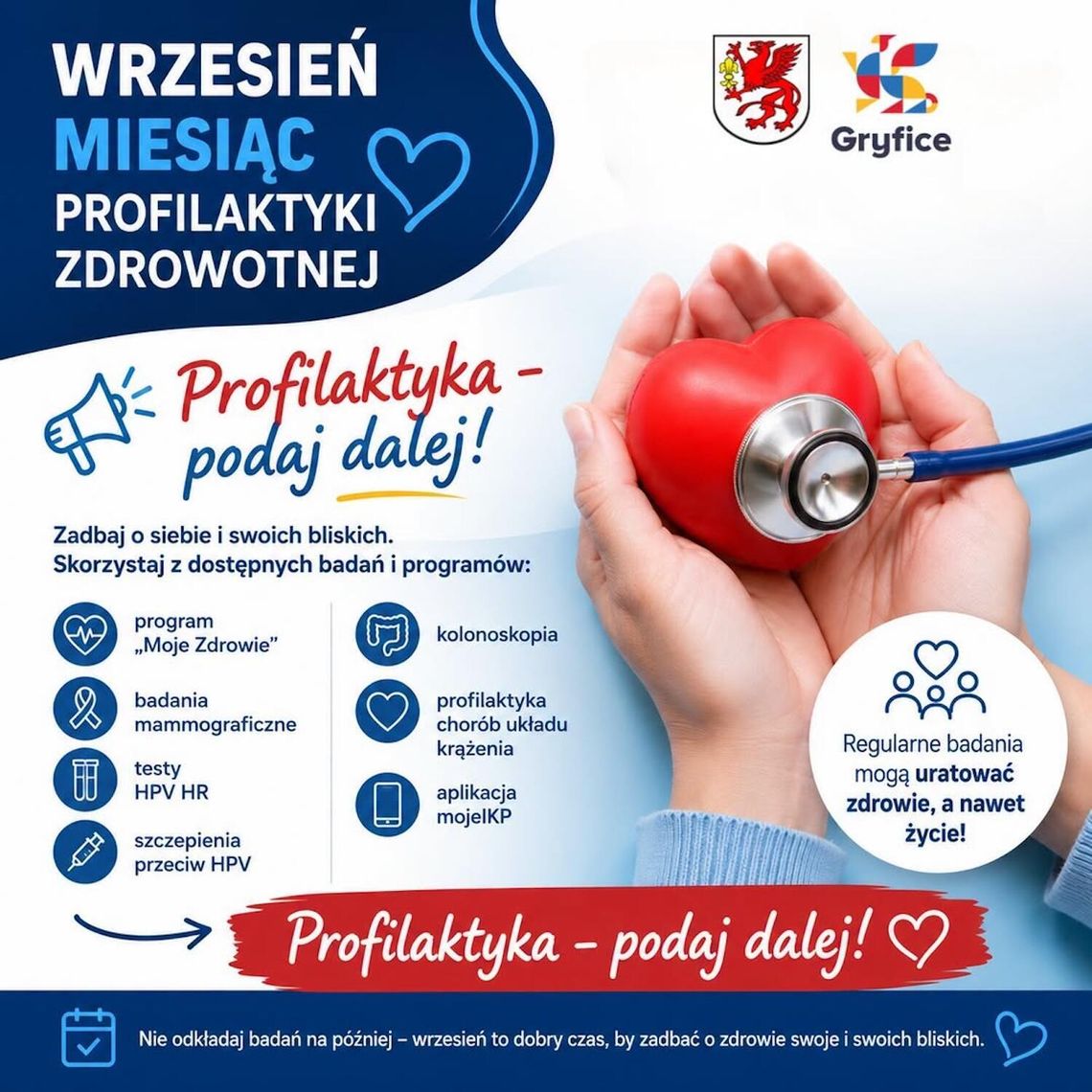 Gryfice zachęcają do badań. We wrześniu rusza akcja „Profilaktyka – podaj dalej!” Gryfice zachęcają do badań. We wrześniu rusza akcja „Profilaktyka – podaj dalej!”