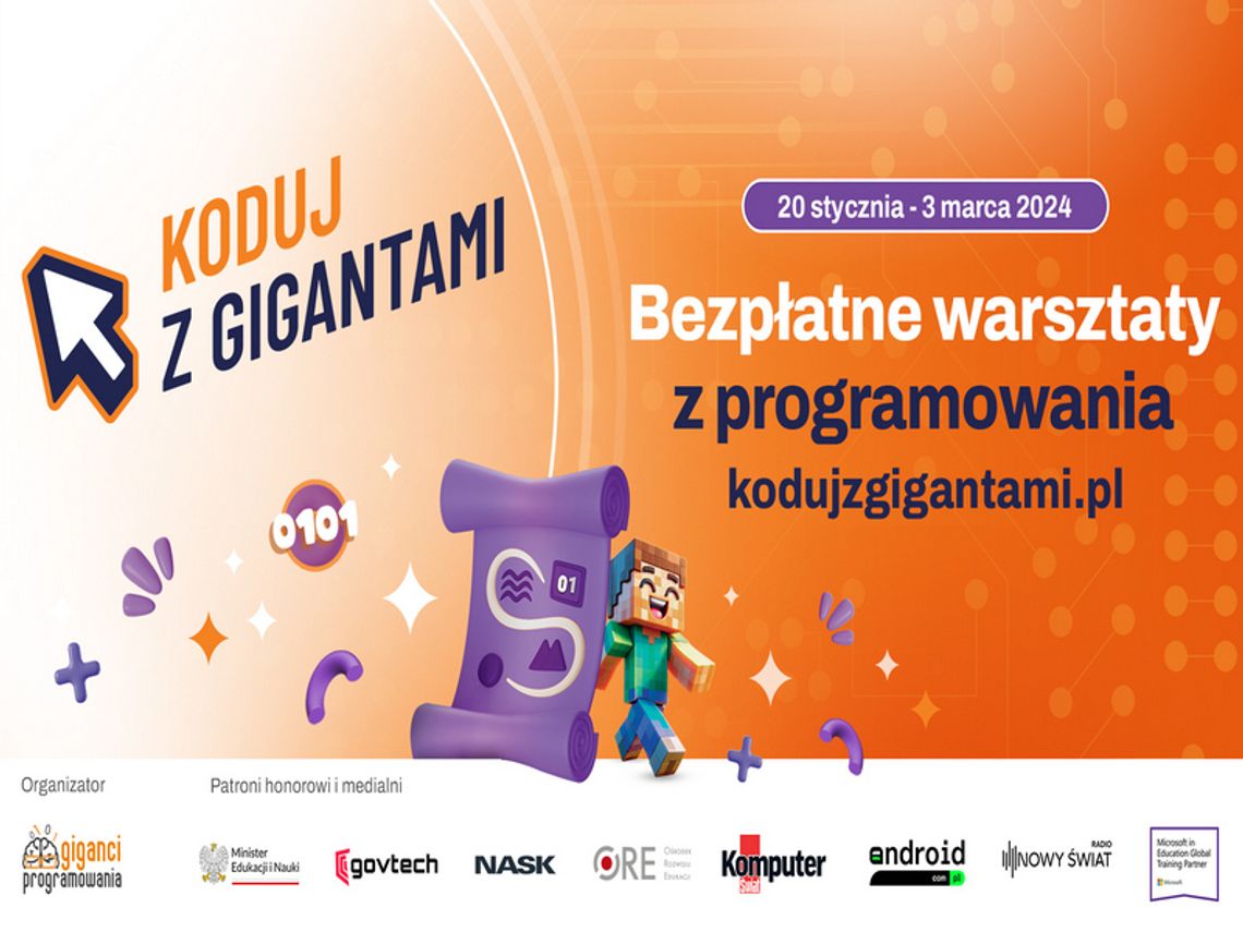 Kolejni uczniowie uczą się programowania w ramach darmowych warsztatów ”Koduj z Gigantami'" - zapisy otwarte tylko do 3 marca