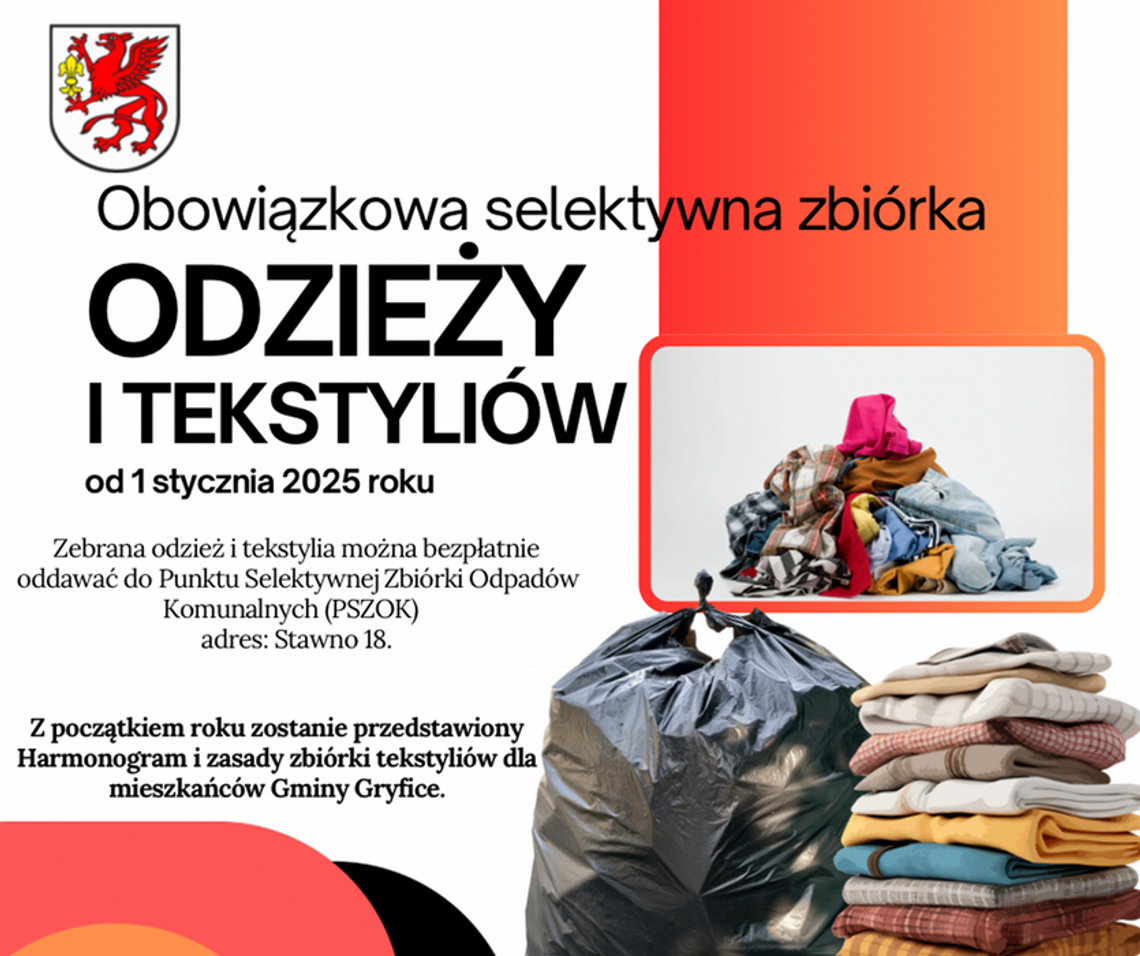 Obowiązkowa selektywna zbiórka odzieży i tekstyliów od 1 stycznia 2025 roku