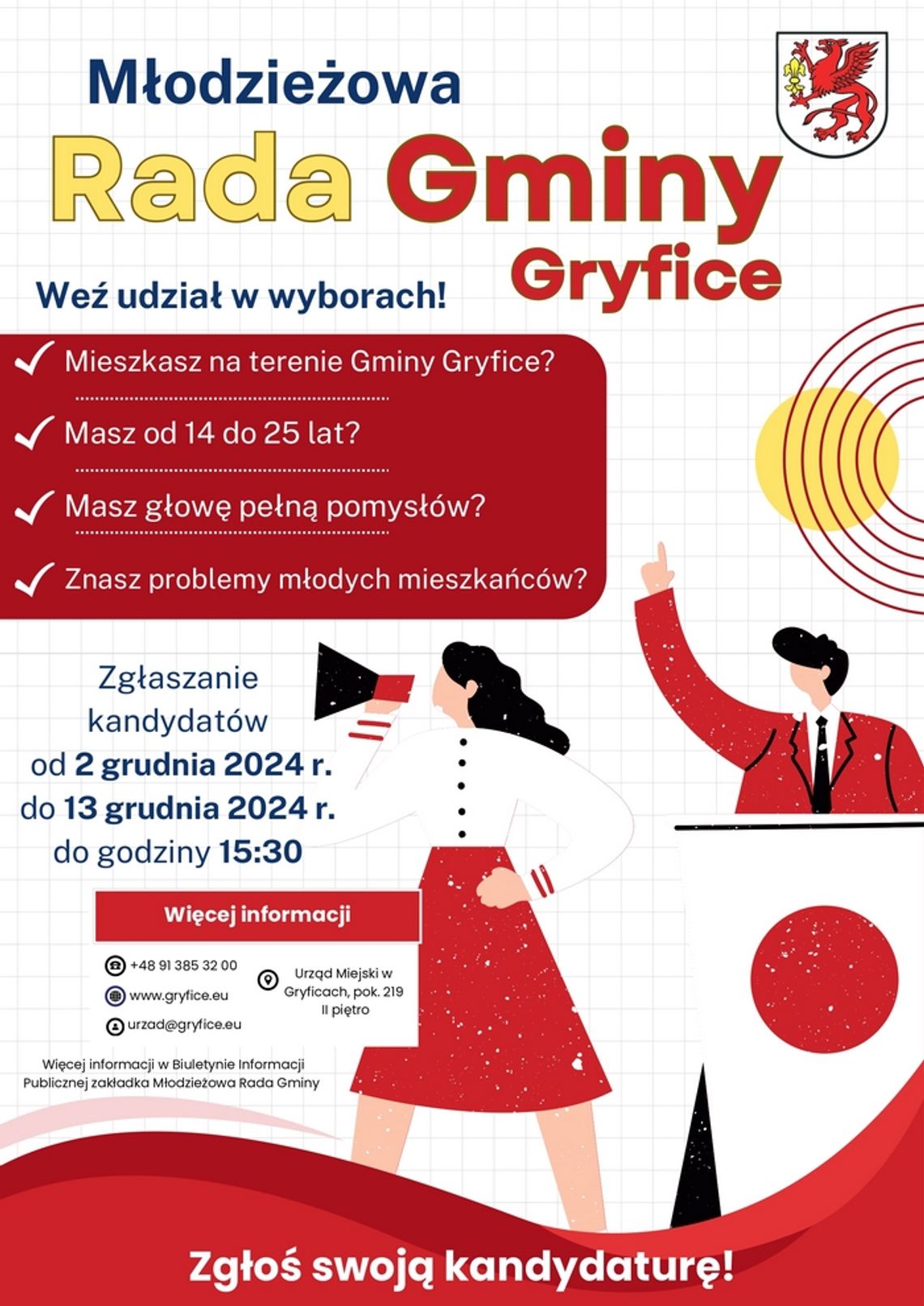 OGŁOSZENIE O NABORZE KANDYDATÓW DO MŁODZIEŻOWEJ RADY GMINY GRYFICE NA LATA 2025–2027