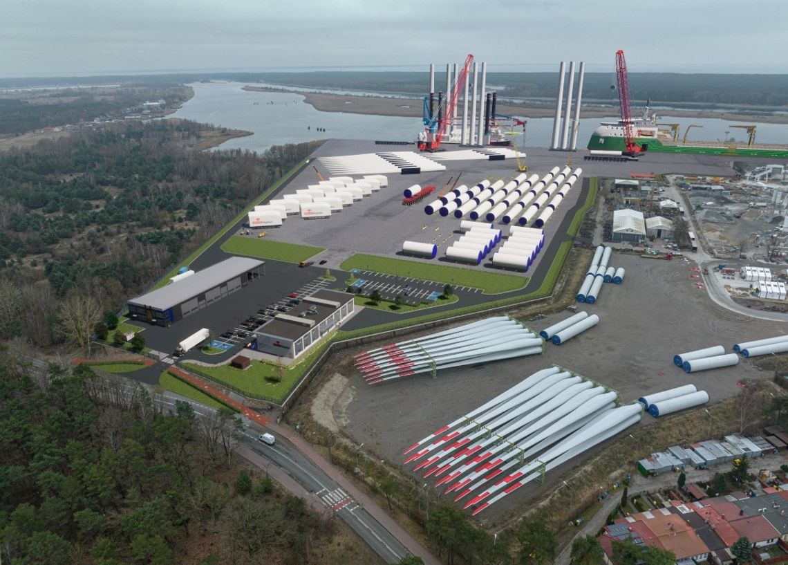 Powstaje Terminal Instalacyjny morskich farm wiatrowych w Świnoujściu. Prace przebiegają zgodnie z planem