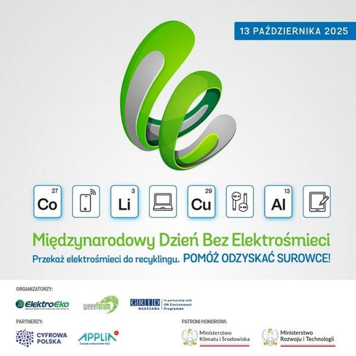 „Przekaż elektrośmieci do recyklingu. Pomóż Odzyskać Surowce” - 8. edycja Międzynarodowego Dnia Bez Elektrośmieci już 13 października