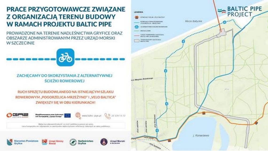 Rusza budowa Baltic Pipe - GAZ-SYSTEM zaprasza do korzystania z alternatywnej ścieżki rowerowej 