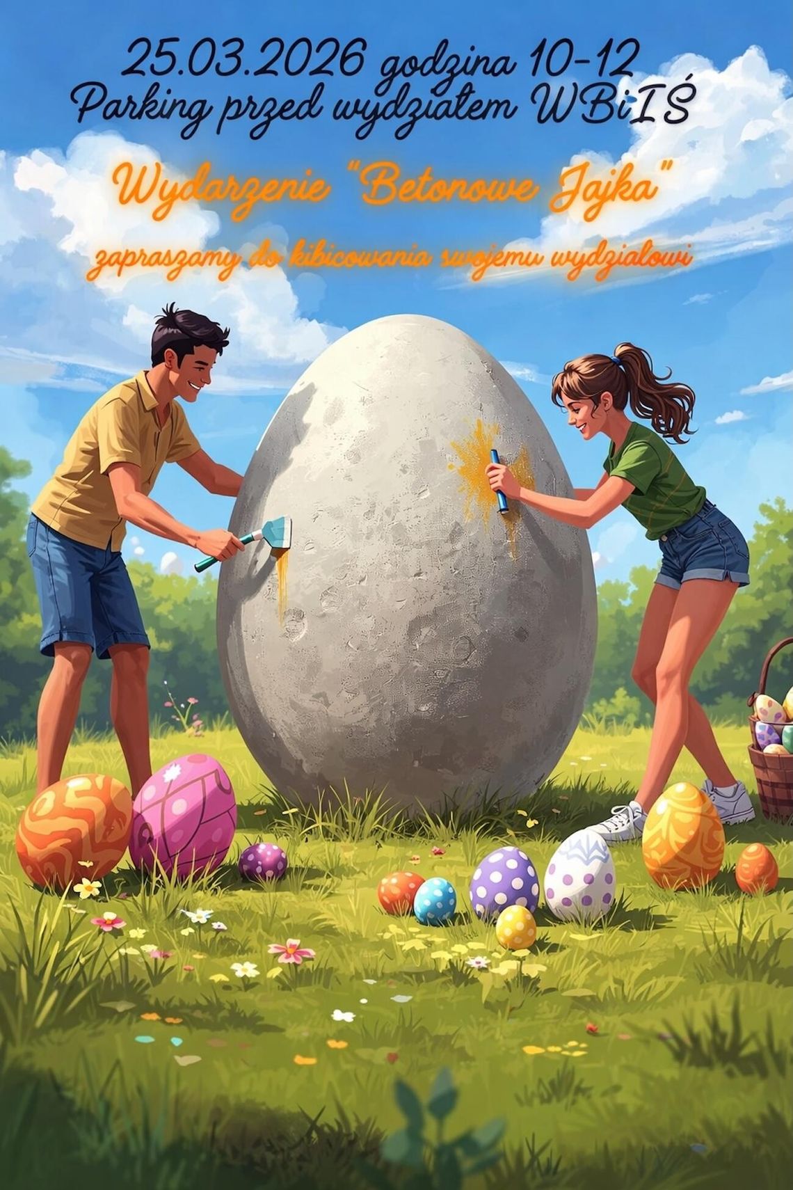 Studenci ZUT - konkurs w malowaniu betonowych pisanek