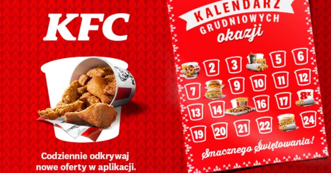 Świąteczny prezent, na który czekali fani kurczaka, już jest! W aplikacji KFC właśnie wystartował Kalendarz Grudniowych Okazji Świąteczny prezent, na który czekali fani kurczaka, już jest! W aplikacji KFC właśnie wystartował Kalendarz Grudniowych Okazji