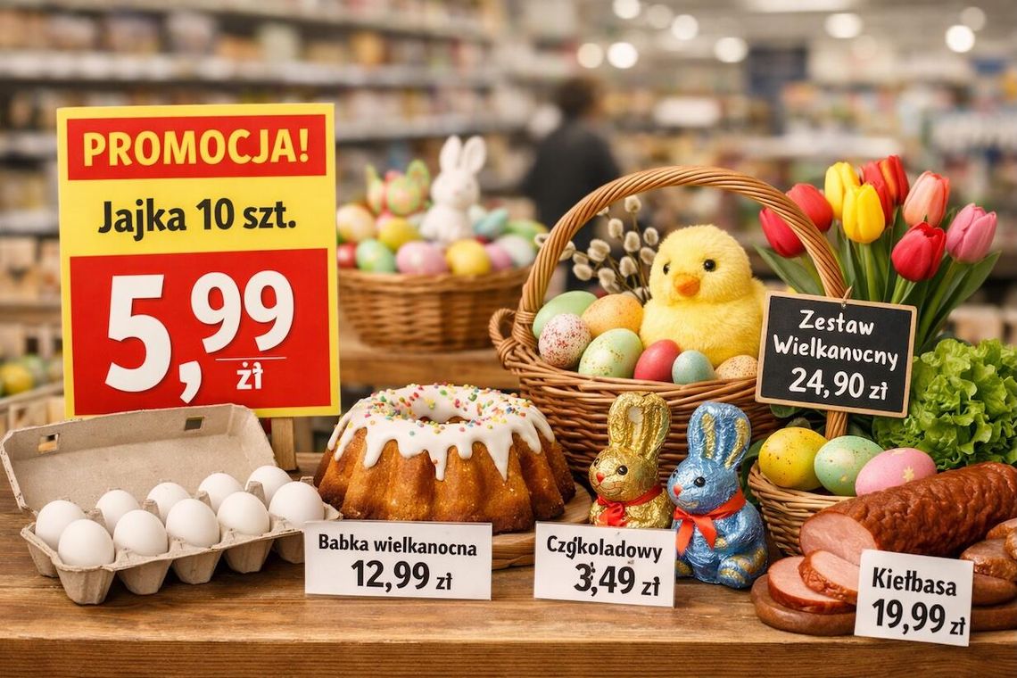 Wielkanoc 2026: koszyk świąteczny drożeje o 3,6% według Moja Gazetka — jajka, groszek i biała kiełbasa uderzają w portfel. Jak zaplanować tańsze zakupy?