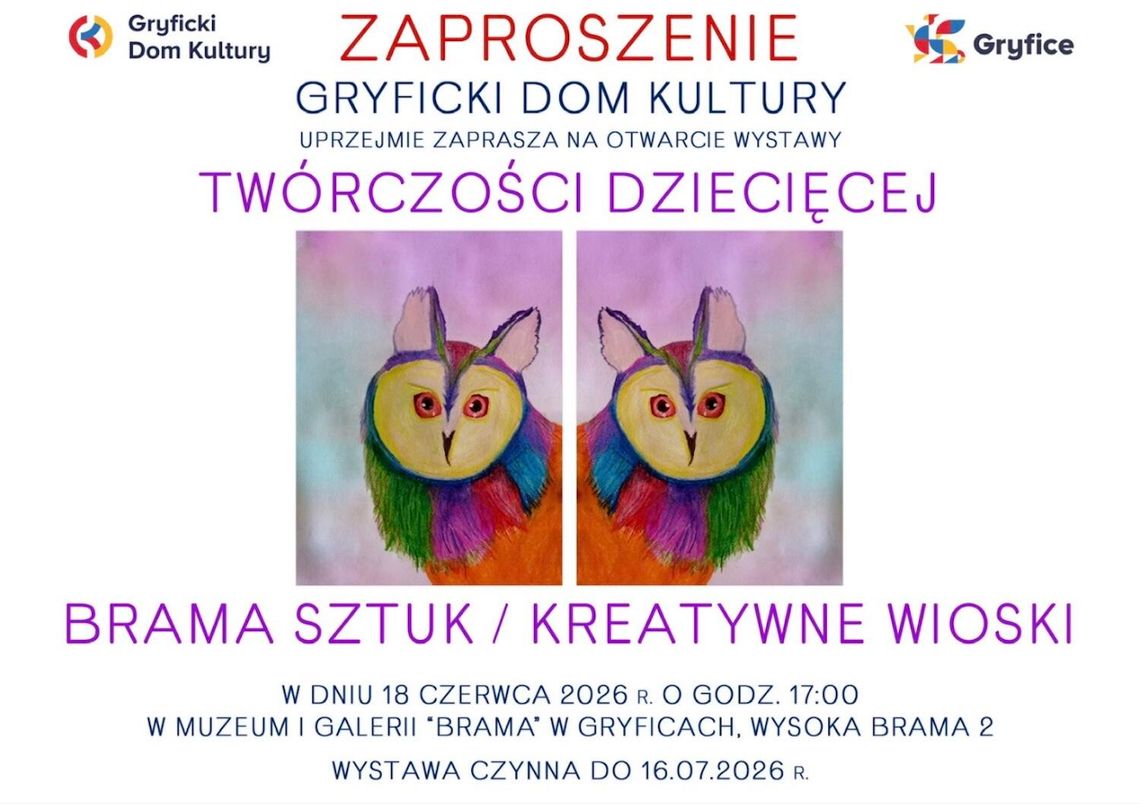 ZAPROSZENIE NA OTWARCIE WYSTAWY TWÓRCZOŚCI DZIECIĘCEJ ZAPROSZENIE NA OTWARCIE WYSTAWY TWÓRCZOŚCI DZIECIĘCEJ