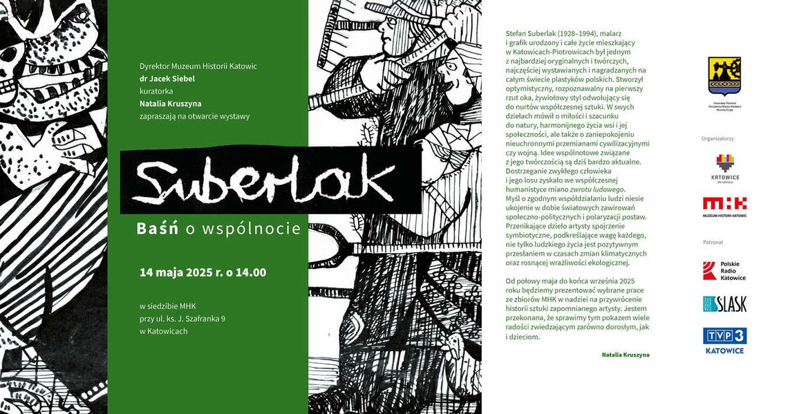 Zaproszenie na wernisaż wystawy czasowej "Suberlak. Baśń o wspólnocie"