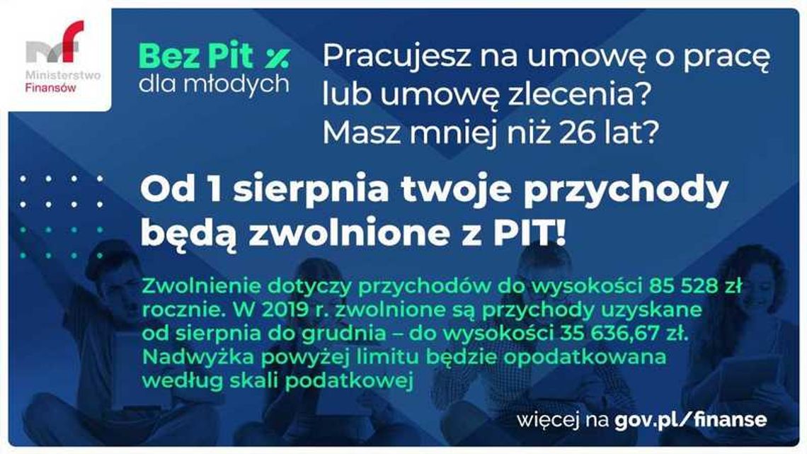 Zerowy PIT dla młodych już od sierpnia 2019 r.