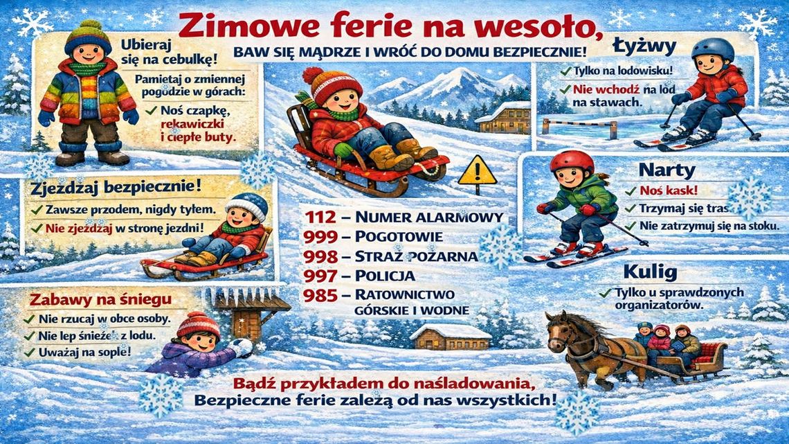 ZIMOWE FERIE – BAW SIĘ MĄDRZE I WRÓĆ DO DOMU BEZPIECZNIE!