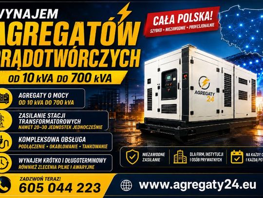 AGREGATY PRĄDOTWÓRCZE DO 700 kVA  - WYNAJEM - USŁUGI