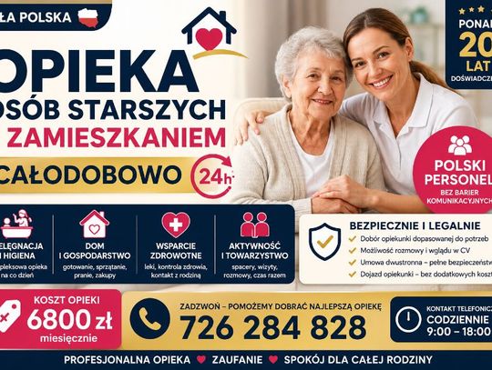 Opieka osób starszych z zamieszkaniem, całodobowo, dostępność w całej Polsce