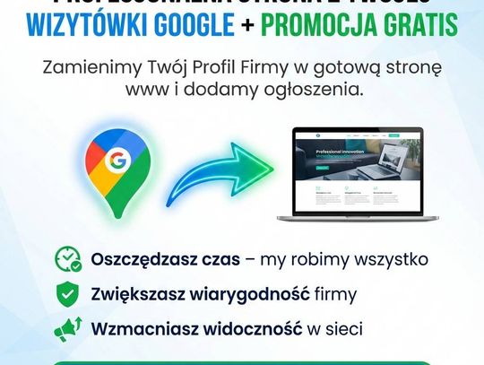 Profesjonalna strona z Twojej wizytówki Google