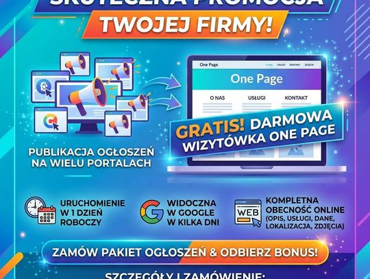 Reklama Twojej firmy + darmowa strona internetowa ONE PAGE/ Wystawianie ogłoszeń