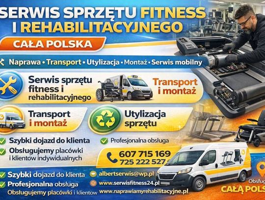 Serwis sprzętu fitness i rehabilitacyjnego, mobilny serwis | Naprawa Utylizacja Transport Montaż