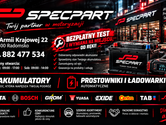 Specpart – sklep z akumulatorami w Radomsku.