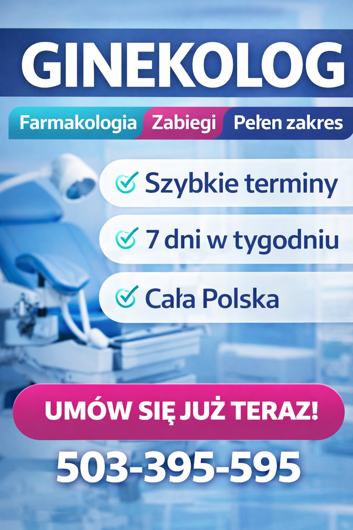 GINEKOLOG FARMAKOLOGIA KOMPLEKSOWE USŁUGI/CAŁA POLSKA/
