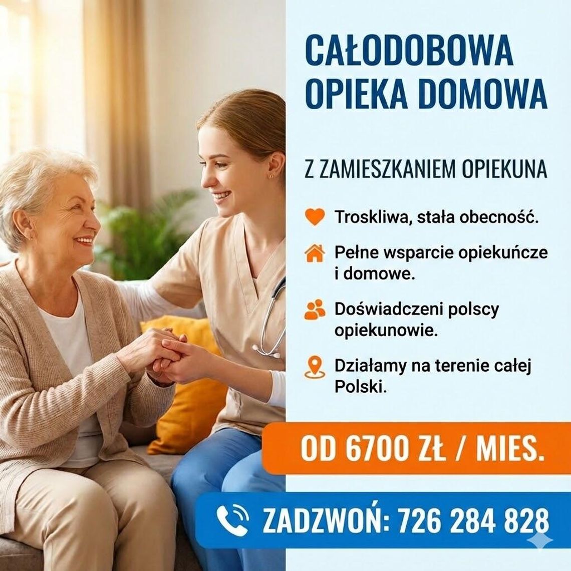 Oferujemy całodobową opiekę seniora z zamieszkaniem / Firma