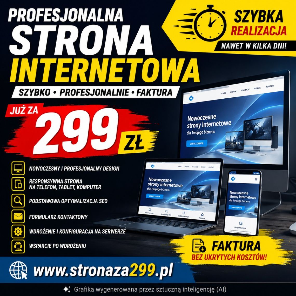 Profesjonalna strona WWW za 299 zł • szybka realizacja | stronaza299.pl Profesjonalna strona WWW za 299 zł • szybka realizacja | stronaza299.pl