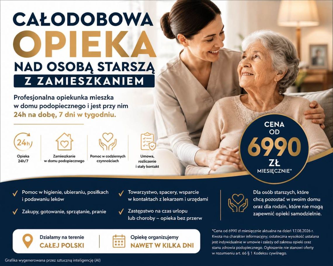 Usługa opieki od 6990 zł 24h nad osobą starszą z zamieszkaniem Usługa opieki od 6990 zł 24h nad osobą starszą z zamieszkaniem