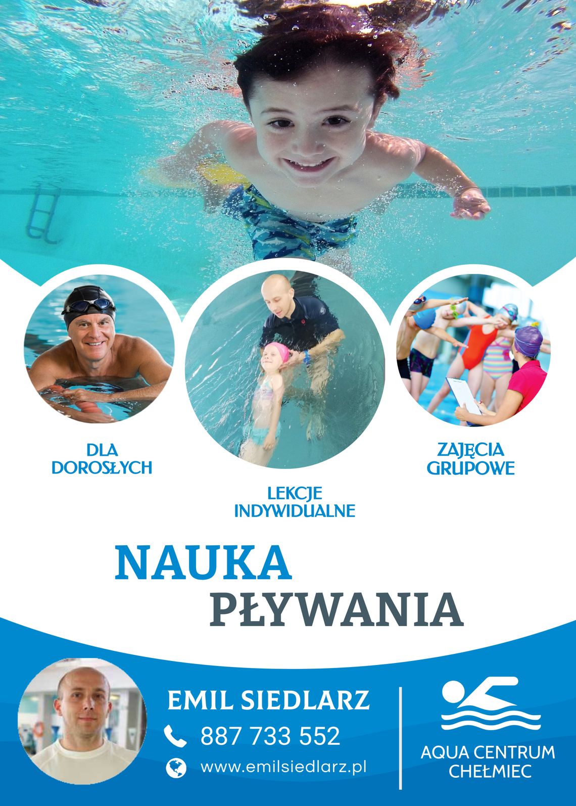 Emil Siedlarz nauka pływania - basen Chełmiec